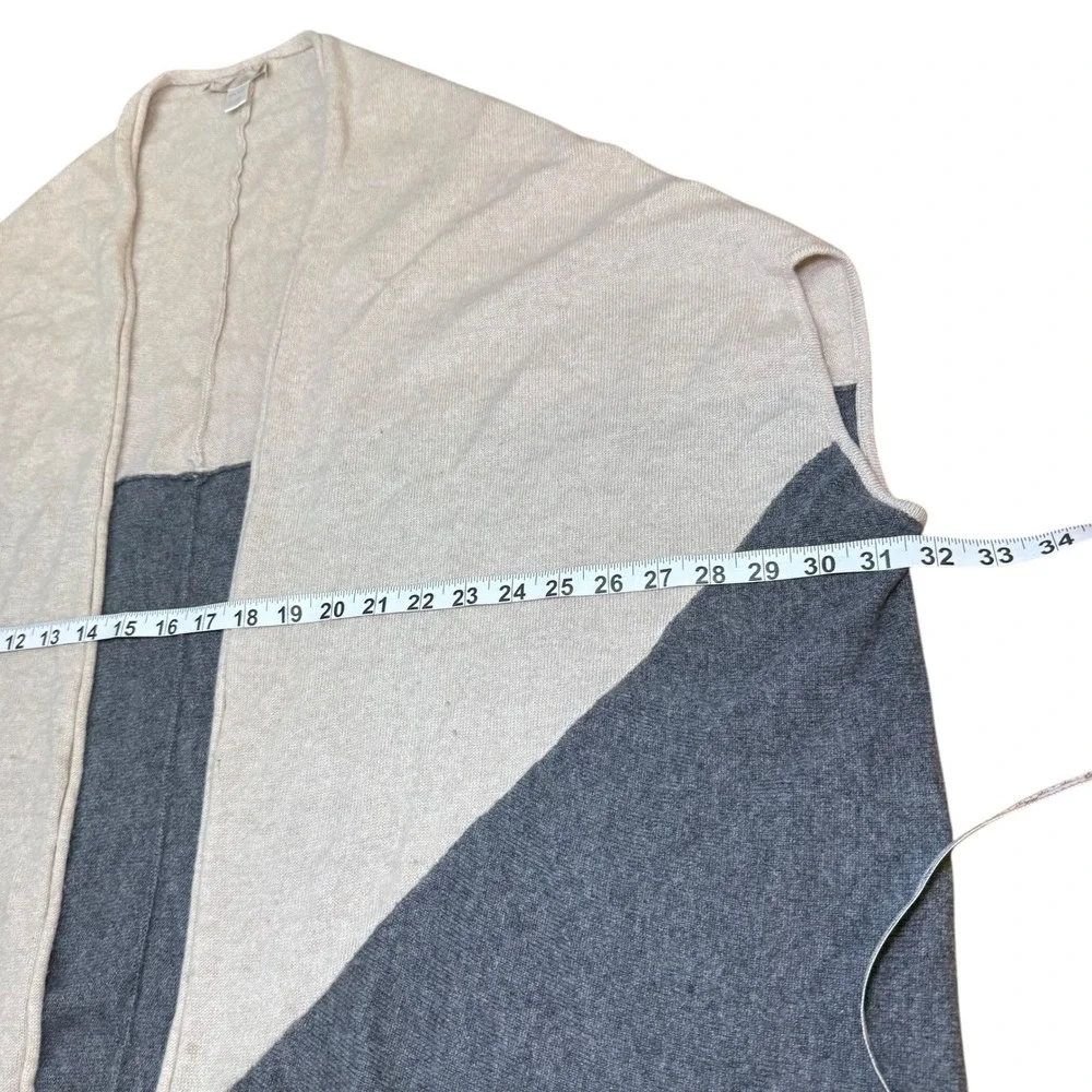 Nordstrom Beige Gray‎ Colorblock Cashmere Poncho Wrap Shawl One Size